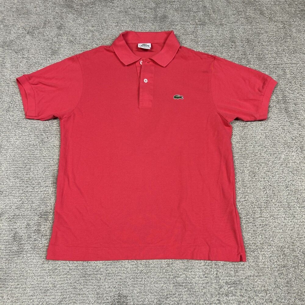 Lacoste Polo Shirt Mens 4 Medium Hot Pink Cotton Knit Short Sleeve Regular Fit